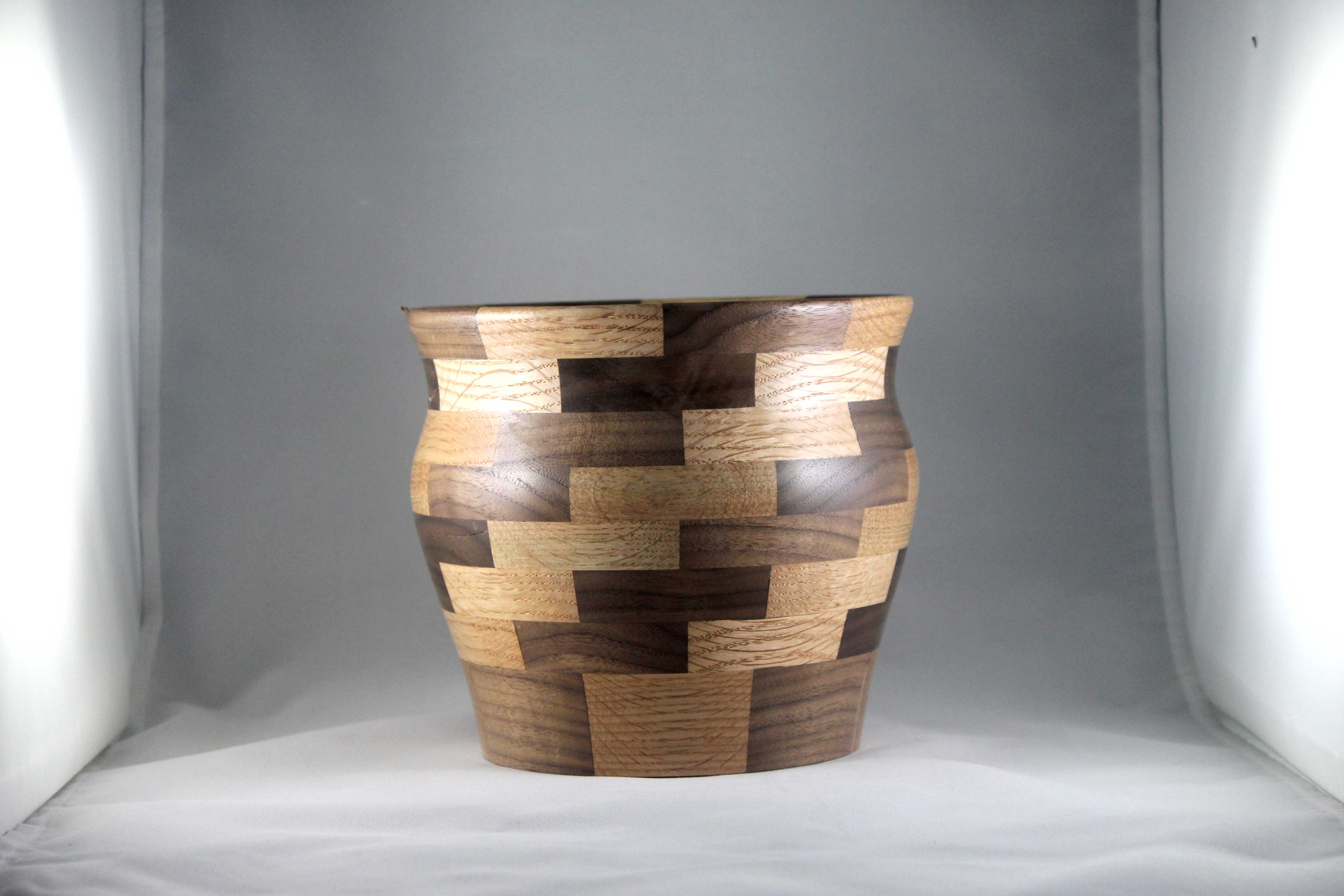 Oak and walnut yarn bowl